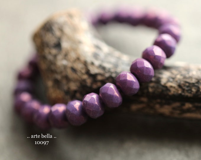 PURPLE LUSTER PEBBLES .. 25 Premium Czech Glass Faceted Rondelle Beads 5x7mm (10097-st)