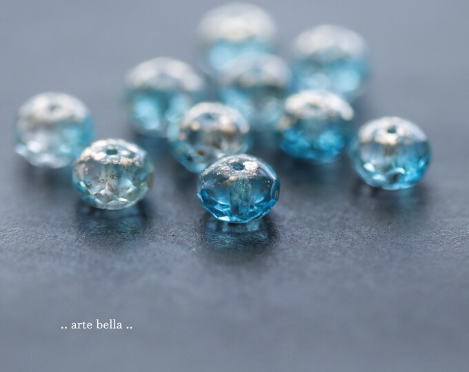 last ones .. GOLDEN WATER .. 10 Premium Czech Glass Faceted Rondelle Beads 6x8/9mm (9712-10) .. jewelry supplies