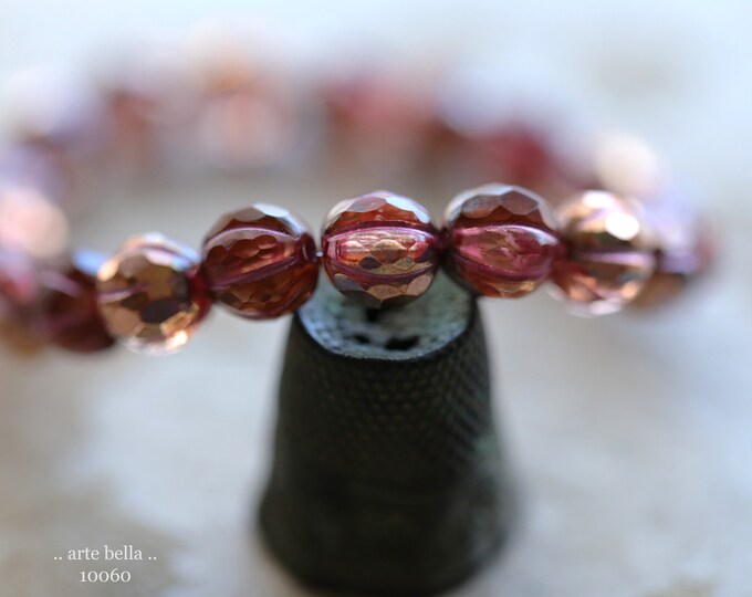 COPPER JUICY GLITZ 8mm .. 20 Premium Czech Glass Faceted Melon Beads (10060-st) .. jewelry supplies