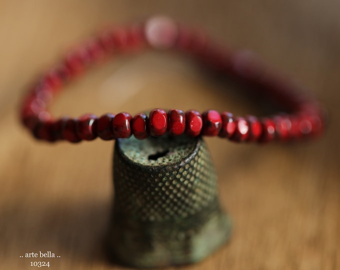 SCARLET SEEDS .. 50 Premium Picasso Czech Glass Faceted Seed Bead Size 6/0 (10324-st) .. jewelry supplies