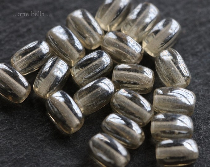 SILVERED RICE .. 50 Premium Luster Picasso Czech Glass Beads 6x4mm (6353-50)