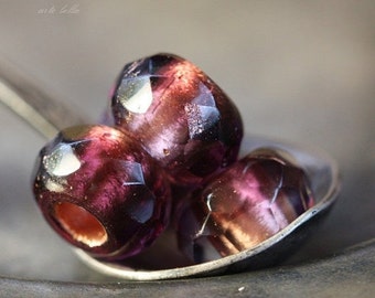 back in stock .. RUSTIC BERRY WINE .. 6 Premium Czech Glass Large Hole Roller Beads 8x12mm (4116-6) .. jewelry supplies