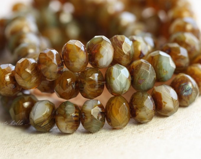 back in stock .. FALL SPLENDOR .. 25 Premium Picasso Czech Glass Faceted Rondelle Beads 6x8mm (B103-st) .. jewelry supplies