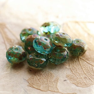 premium glass beads .. EARTHY SANDY BEACH .. 25 Picasso Czech Glass Faceted Rondelle Beads 8x6mm (8668-st) .. jewelry supplies