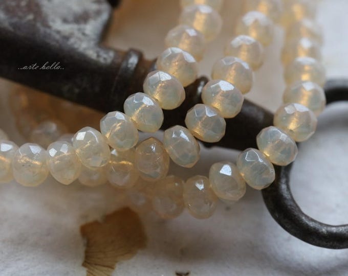 back in stock .. CREAM SODA BABIES .. 30 Premium Picasso Czech Glass Rondelle Beads 3x5mm (5704-st) .. jewelry supplies