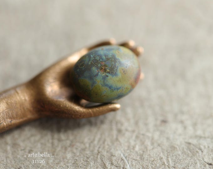 premium glass beads .. MATTE LICHEN STONES .. New 10 Matte Picasso Czech Glass Oval Beads 11x9mm (11126-10) .. jewelry supplies