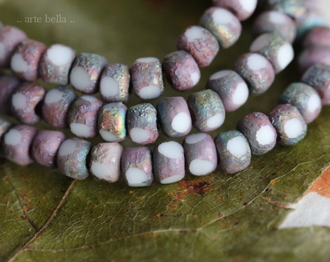 back in stock .. WHITE PLUM SEEDS .. 50 Premium Etched Czech Glass Trica Seed Bead Size 6/0 (7563-st) .. jewelry supplies