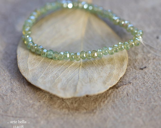 New .. SILVERED EUCALYPTUS BITS .. 50 Czech Glass Gem Cut Micro Faceted Rondelle Bead Mix 3x2mm (11408-st) .. jewelry supplies