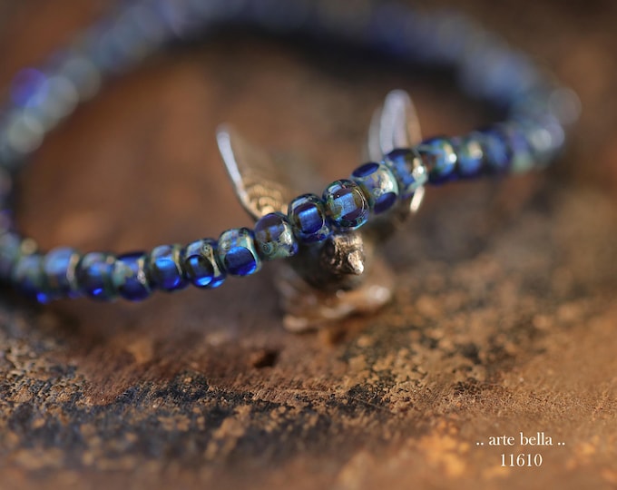 New .. SAPPHIRE SEEDS No. 2 .. 50 Premium Picasso Czech Glass Trica Faceted Seed Bead Size 6/0 (11610-st) .. jewelry supplies