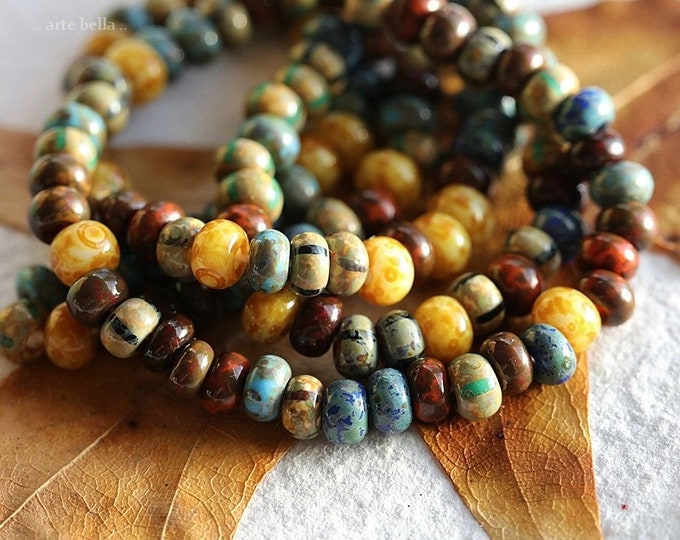 BOHEMIAN SEED MIX No. 8716 .. 20" Premium Picasso Czech Glass Glossy Striped Seed Bead Mix Size 4/0 (8716-st)