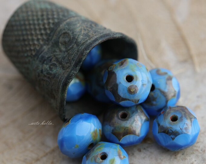 NIKKO .. 25 Premium Picasso Czech Glass Faceted Rondelle Beads 6x8mm (5451-st) .. jewelry supplies