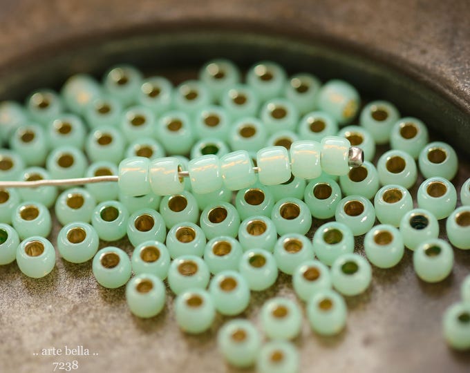 back in stock .. SEAFOAM OPAL SEEDS .. 100 Japanese Toho PermaFinish Glass Seed Bead Size 6/0 (7238-100) .. jewelry making supplies