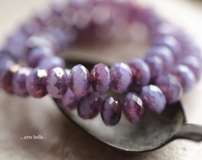 BRONZED LILAC PINKS .. 25 Premium Czech Glass Faceted Rondelle Beads 6x9mm (9889-st) .. jewelry supplies