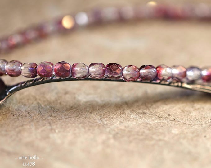 New .. BRONZED MULBERRY TOTS .. 50 Premium Czech Glass Faceted Round Beads 4mm (11478-st) .. jewelry supplies