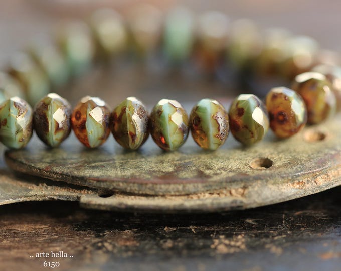 COGNAC SKY PEPPLES .. 25 Premium Picasso Czech Glass Faceted Rondelle Beads 5x7mm (6150-st) .. jewelry supplies