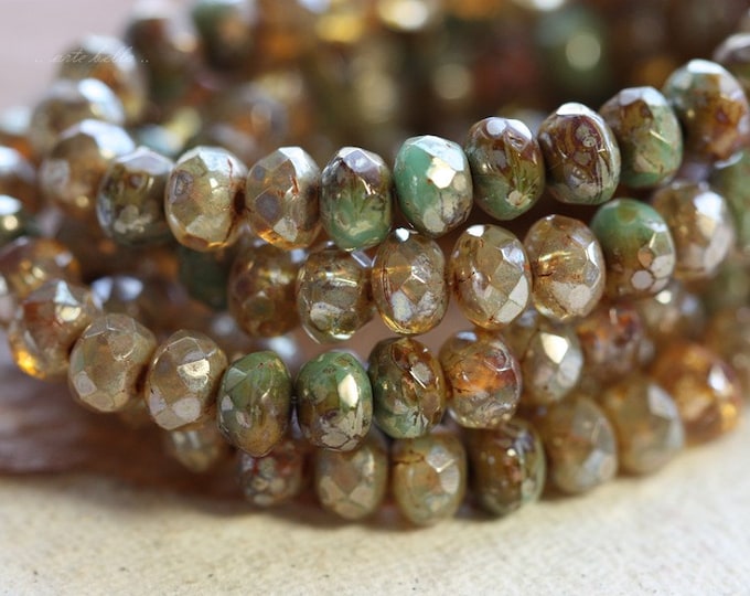 back in stock .. DESERT MIX BABIES .. 30 Picasso Czech Glass Faceted Rondelle Bead Mix 3x5mm (4520-st) .. jewelry supplies