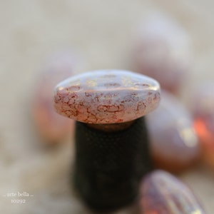 premium glass beads .. DIMPLED PINKS No. 2 .. 6 Picasso Czech Glass Oval Beads 20x11mm (10292-6) .. jewelry supplies