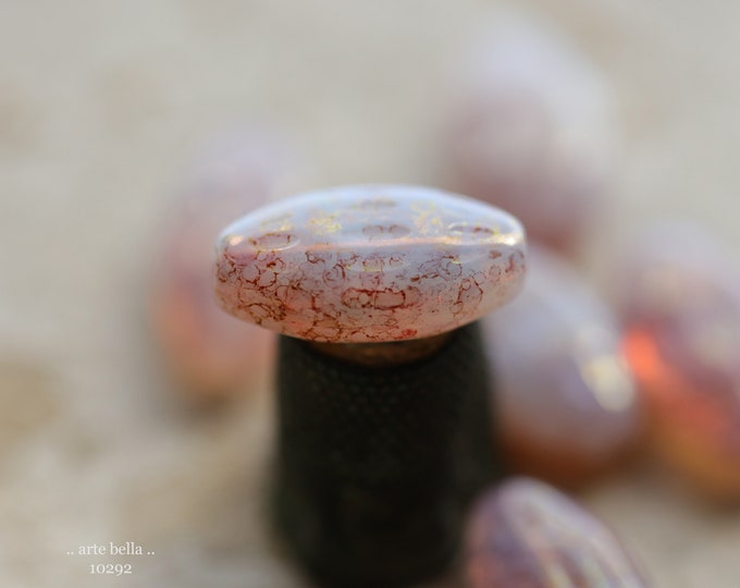 DIMPLED PINKS No. 2 .. 6 Premium Picasso Czech Glass Oval Beads 20x11mm (10292-6) .. jewelry supplies