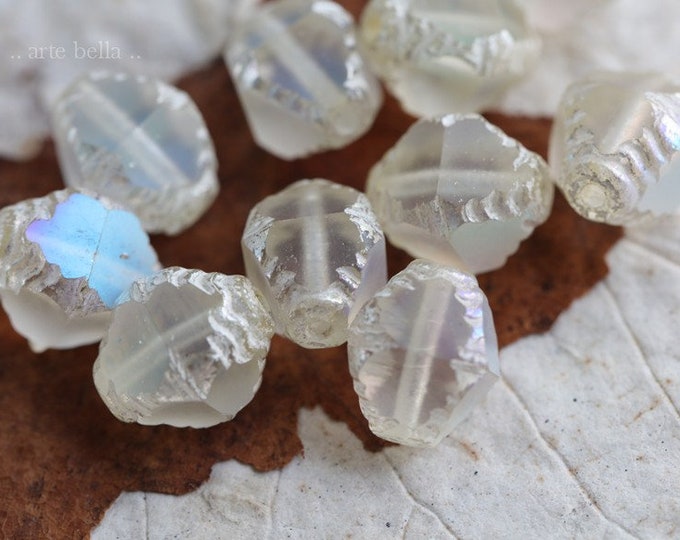 back in stock .. MYSTIC OPAL TINK .. 10 Premium Czech Matte Glass Faceted Bicone Beads 8x10mm (7451-10) .. jewelry supplies