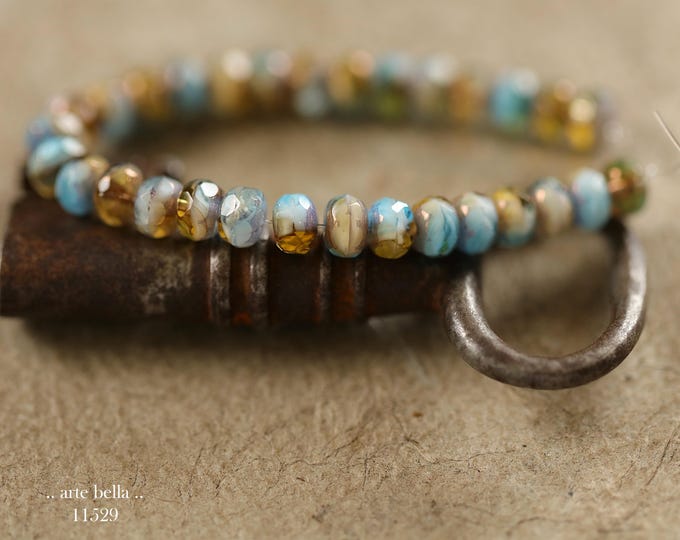 New .. BRONZED BAHAMA BABIES .. 30 Premium Czech Glass Faceted Rondelle Beads 3x5mm (11529-st) .. jewelry supplies
