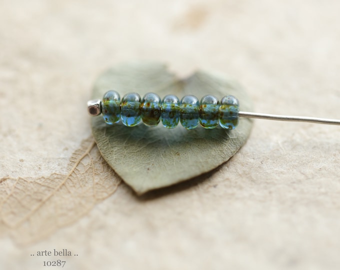 EARTHY POND BITS .. 100 Premium Picasso Czech Glass Smooth Rondelle Beads 2.5x4mm (10287-100) .. jewelry supplies