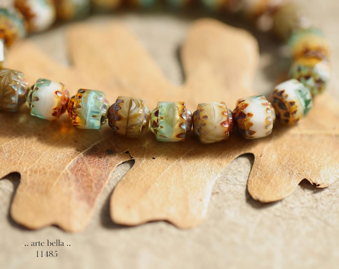 New .. SANDY BEACH CATHEDRALS .. 20 Picasso Czech Glass Faceted Cathedral Beads 6mm (11485-st) .. jewelry supplies