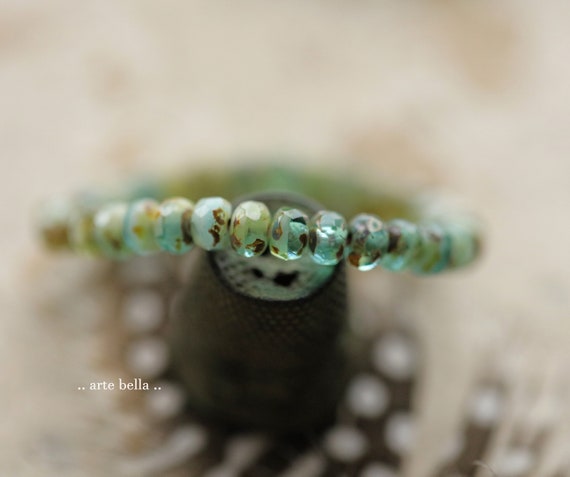 Premium Glass Beads .. EARTHY BLUE APPLE Babies .. 30 Picasso