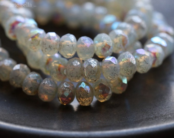 MYSTIC OPAL BABIES No. 2 .. 30 Premium Czech Mercury Glass Faceted Rondelle Beads 3x5mm (7921-st) .. jewelry supplies