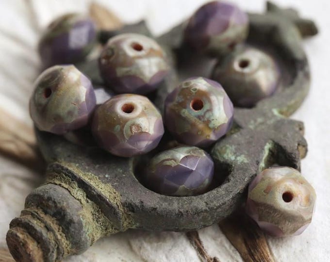 back in stock .. FRENCH LAVENDER .. 25 Premium Picasso Czech Glass Faceted Rondelle Beads 6x8mm (5737-st) .. jewelry supplies