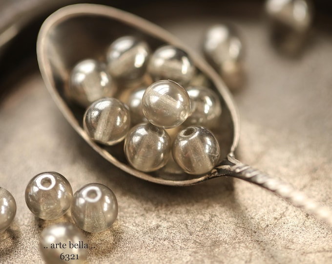 premium glass beads .. SILVERED MARBLES 6mm .. 25 Luster Metallic Czech Glass Druk Beads 6mm (6321-25) .. jewelry supplies