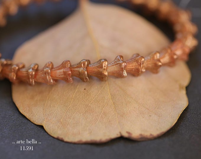 New .. COPPERED AUTUMN BABY Bells .. 30 Premium Czech Glass Bell Flower Bead 5x6mm (11591-st) .. jewelry making supplies