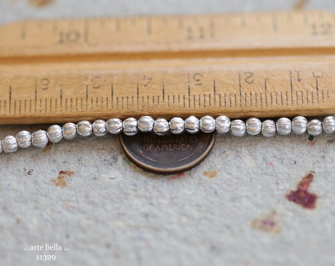 New .. SILVERED MINI MELONS .. 100 Premium Metallic Czech Glass Mini Melon Beads 3mm (11329-st) .. jewelry supplies