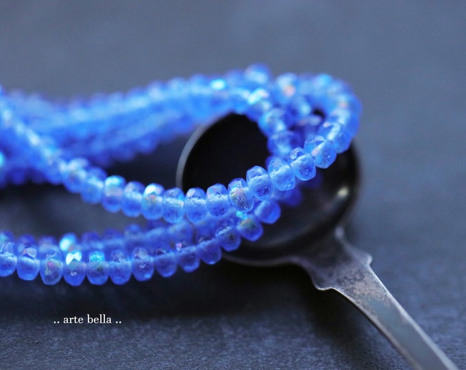 MYSTIC CORNFLOWER BITS .. 50 Premium Etched Czech Glass Faceted Rondelle Beads 2.5x4mm (9640-st)