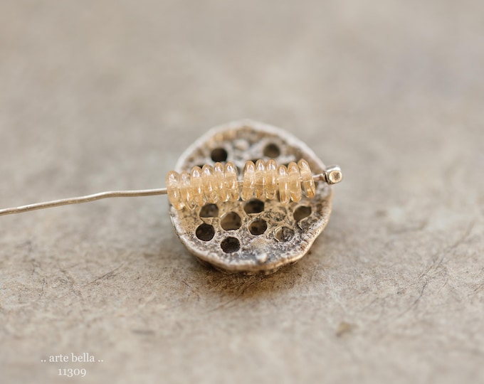 New .. CHAMPAGNE LUSTER RINGS .. 100 Premium Czech Glass O Ring Spacer Beads 4x1mm (11309-100) .. jewelry supplies