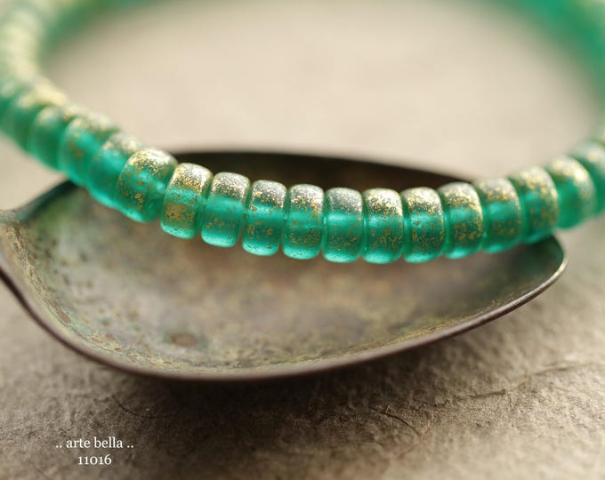 GOLDEN OCEANIC WHEELS .. New 50 Premium Czech Glass Heishi Rondelle Beads 3x6mm (11016-st) .. jewelry supplies