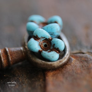 premium glass beads .. BRONZED SKY BELLS .. 4 Matte Czech Glass Bell Flower Beads 11x9x13mm (10590-4) .. jewelry supplies