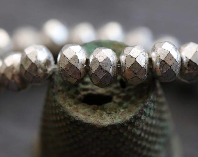 back in stock .. SILVERED BABIES No. 2 .. 30 Premium Matte Metallic Czech Rondelle Glass Beads 3x5mm (6034-st) .. jewelry supplies