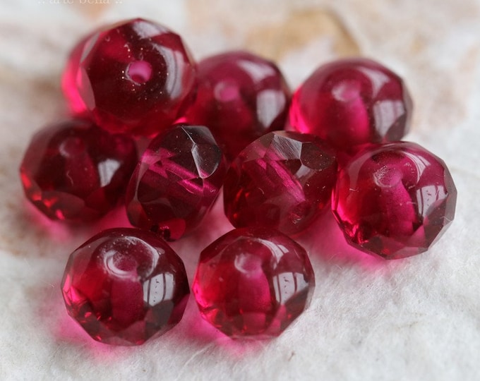 premium glass beads .. MULBERRY CRUSH No. 3 .. 25 Czech Glass Faceted Rondelle Beads 5x7mm (6829-st) .. jewelry supplies