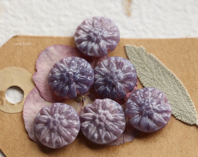 back in stock .. PURPLE DAHLIA MIX .. 10 Premium Czech Glass Dahlia Flower Bead Mix 14mm (5017-st) .. jewelry supplies