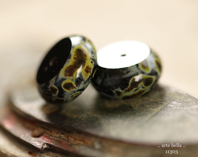 New .. TWILIGHT PLUMPS No. 2 .. 6 Premium Picasso Czech Glass Smooth Rondelle Beads 13x6mm (11303-6) .. jewelry supplies