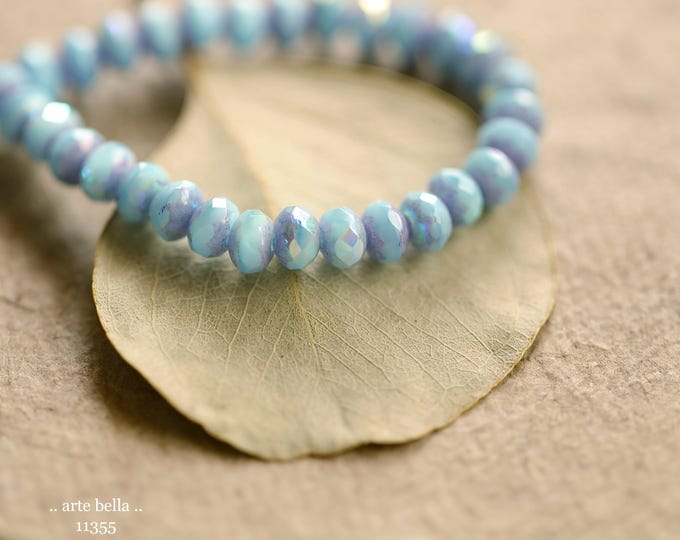 New .. MYSTIC SKY BABIES .. 30 Premium Czech Glass Faceted Rondelle Beads 3x5mm (11355-st) .. jewelry supplies
