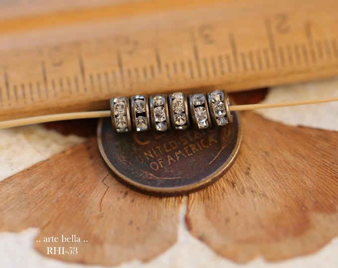 New .. Premium Czech Preciosa 4.5mm Antique Brass Crystal Rhinestone Rondelles x 10  (rhi-53/10) .. jewelry making supplies