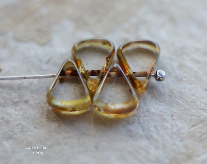 premium glass beads .. WHISPER TRIANGLES .. 10 Premium Picasso Czech Glass Triangle Beads 8x10mm (10203-10) .. jewelry supplies