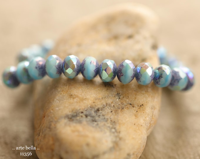 New .. MYSTIC SKY PEBBLES .. 25 Premium Czech Glass Faceted Rondelle Beads 5x7mm (11356-st) .. jewelry supplies