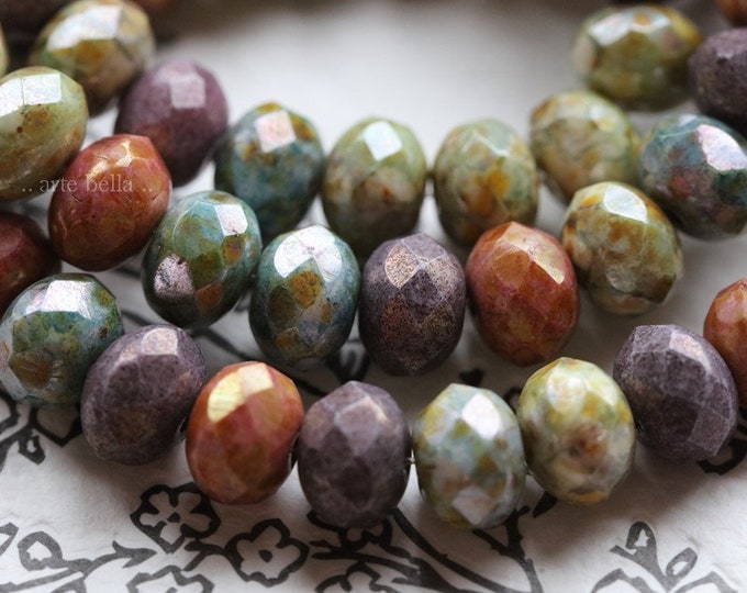 back in stock .. MEDLEY No. 6840 .. 25 Premium Picasso Czech Glass Faceted Rondelle Beads 6x8mm (6840-st) .. jewelry supplies