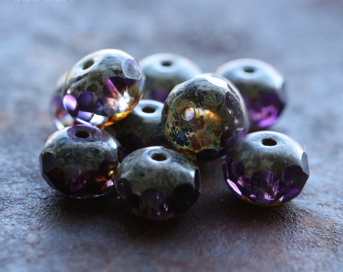 CRUSHED GRAPE PEBBLES .. 25 Premium Picasso Czech Glass Rondelle Beads 5x7mm (7661-st) .. jewelry supplies