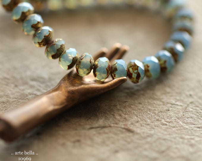 GOLDEN SKY BABIES .. New 30 Premium Matte Luster Picasso Czech Glass Faceted Rondelle Beads 3x5mm (10969-st) .. jewelry supplies