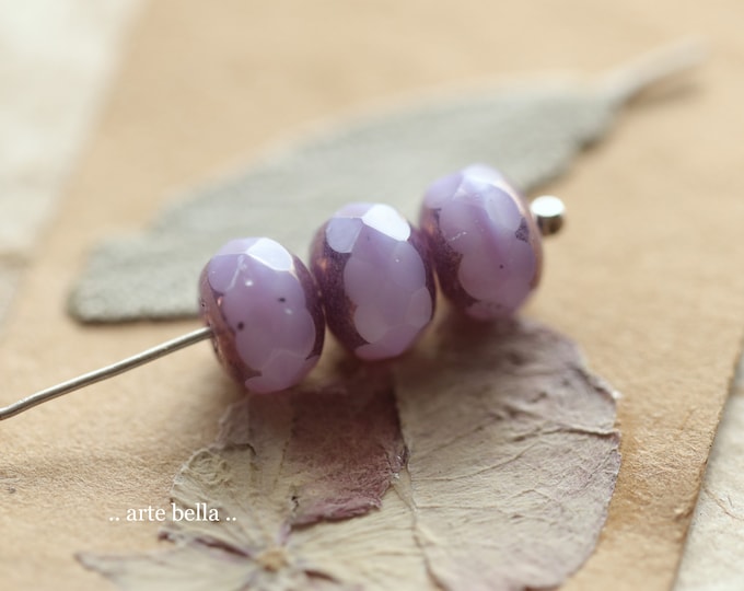 BRONZED PURPLE THISTLE .. 25 Premium Czech Glass Faceted Rondelle Beads 6x8mm (9948-st) .. jewelry supplies