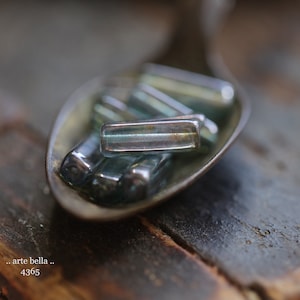 premium glass beads .. BLUE PINE STICKS .. 10 Luster Picasso Czech Glass Rectangle Beads 15x5mm (4365-10) .. jewelry supplies