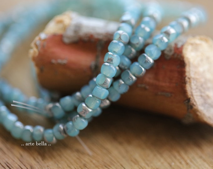 back in stock .. SILVERED SKY SEEDS .. 50 Premium Matte Czech Glass Trica Seed Bead Size 6/0 (9498-st) .. jewelry supplies